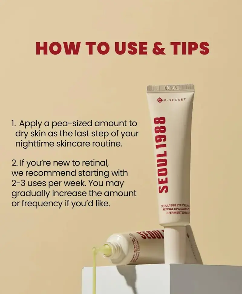 KSECRET SEOUL 1988 Eye Cream : Retinal Liposome 4% + Fermented Bean, wrinkle care, anti-aging, skin elasticity, pigmentation, brightening, retinol, 30ml/1.01 fl.oz. - Master