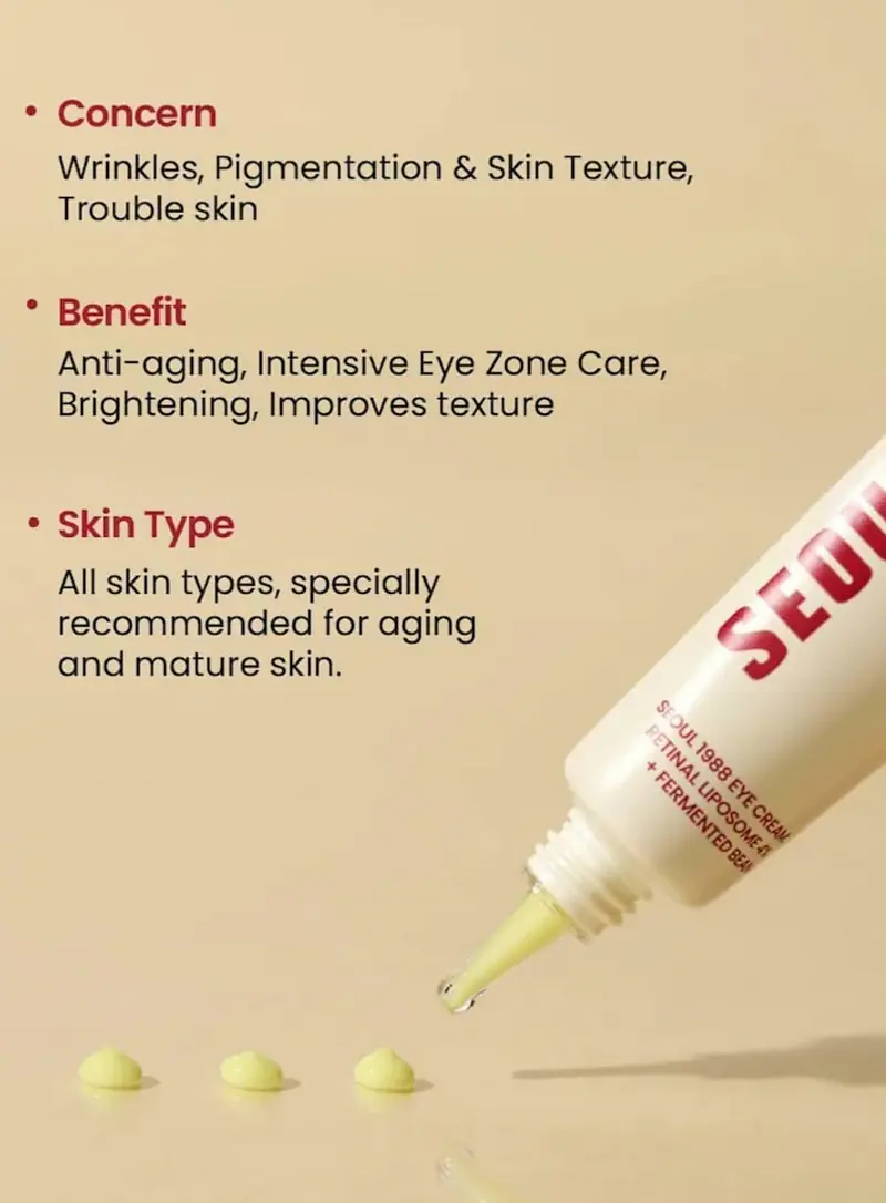 KSECRET SEOUL 1988 Eye Cream : Retinal Liposome 4% + Fermented Bean, wrinkle care, anti-aging, skin elasticity, pigmentation, brightening, retinol, 30ml/1.01 fl.oz. - Master